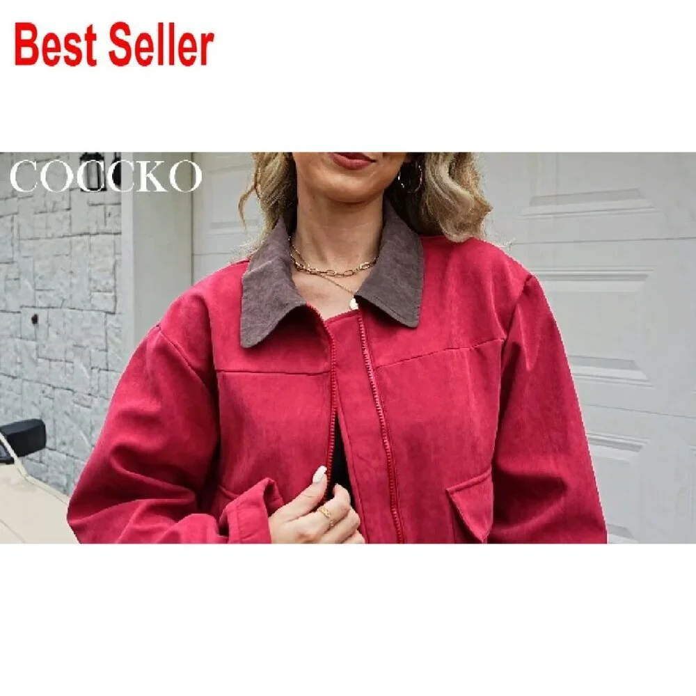 Faux Suede Cropped Jacket Oversized Chic Minimal Y2K Winter Outerwear